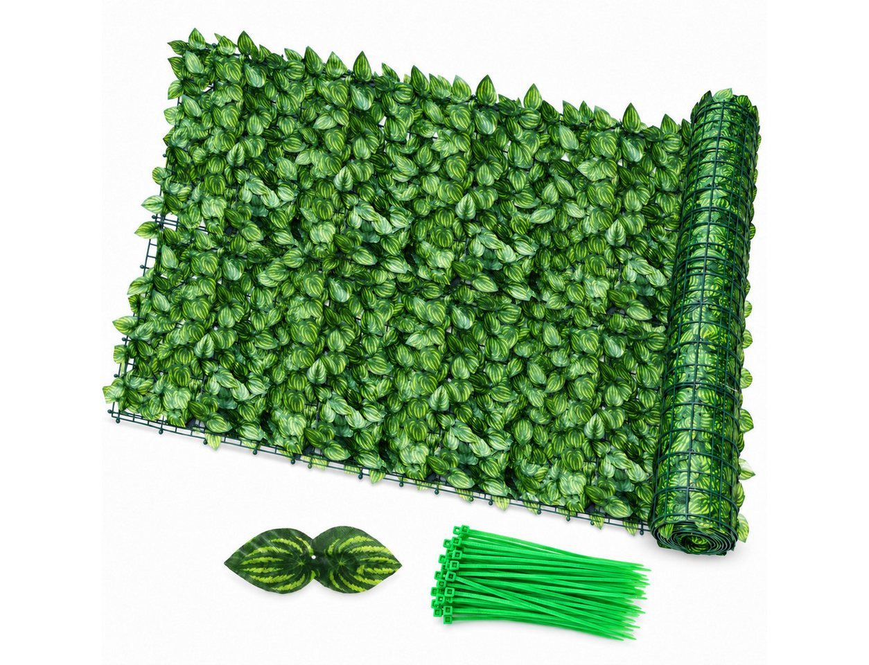 LEMLIT Kunsthecken-Sichtschutz Efeu Sichtschutz Outdoor 300x100CM Balkon Sichtschutzzaun, (1 Stück, 1-St., 1 x 3 M), UV-Schutz, künstliche Blätter, Pflanzenranke, Wand für draußen