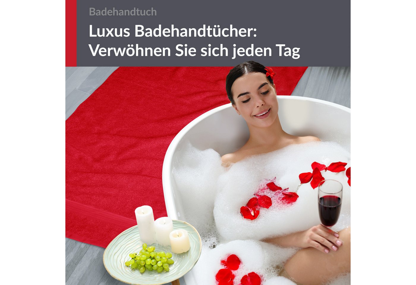 Lashuma Badetuch - Badehandtuch Linz, Frottee (1-St), Damen Badetuch Rot 100x150 cm