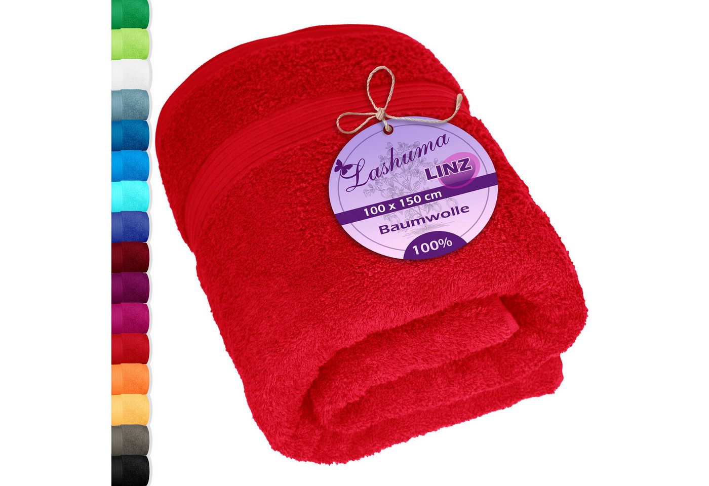 Lashuma Badetuch - Badehandtuch Linz, Frottee (1-St), Damen Badetuch Rot 100x150 cm Bild 2