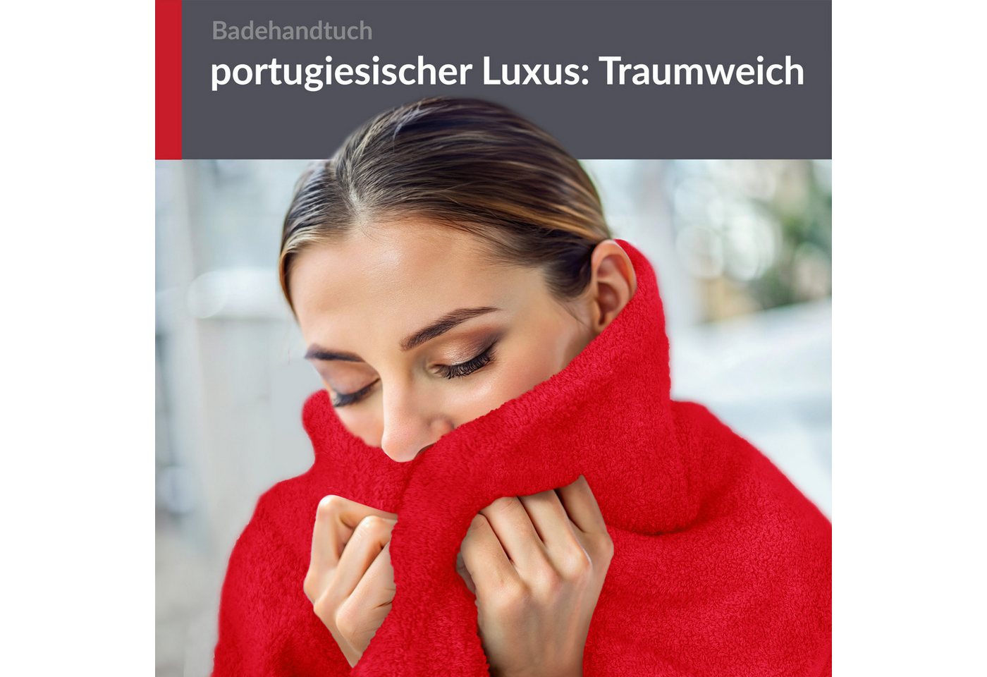 Lashuma Badetuch - Badehandtuch Linz, Frottee (1-St), Damen Badetuch Rot 100x150 cm Bild 5