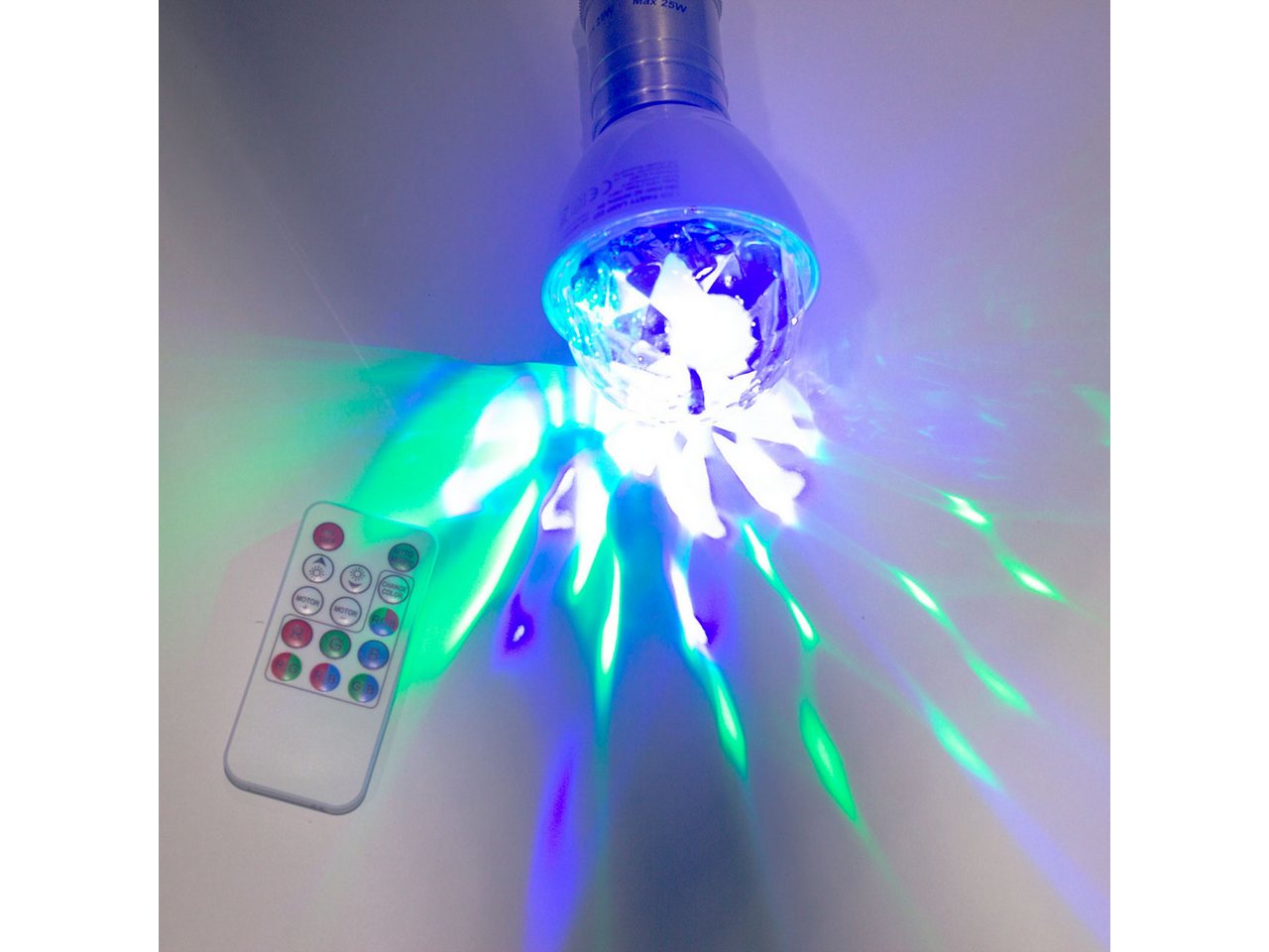 SATISFIRE Discolicht PARTY LAMP E27 Fassung raumfüllender LED Partyeffekt Fernbedienung, LED Classic