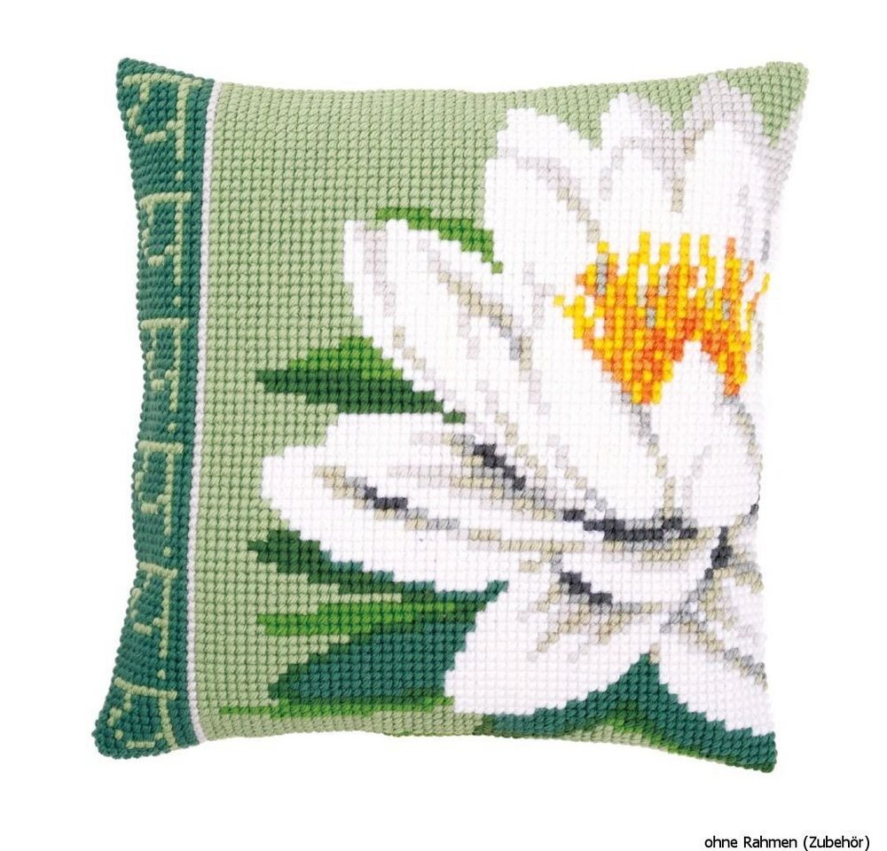 Vervaco Kreativset Vervaco Kreuzstichkissen "weiße Lotus Blume", (embroidery kit by Marussia)