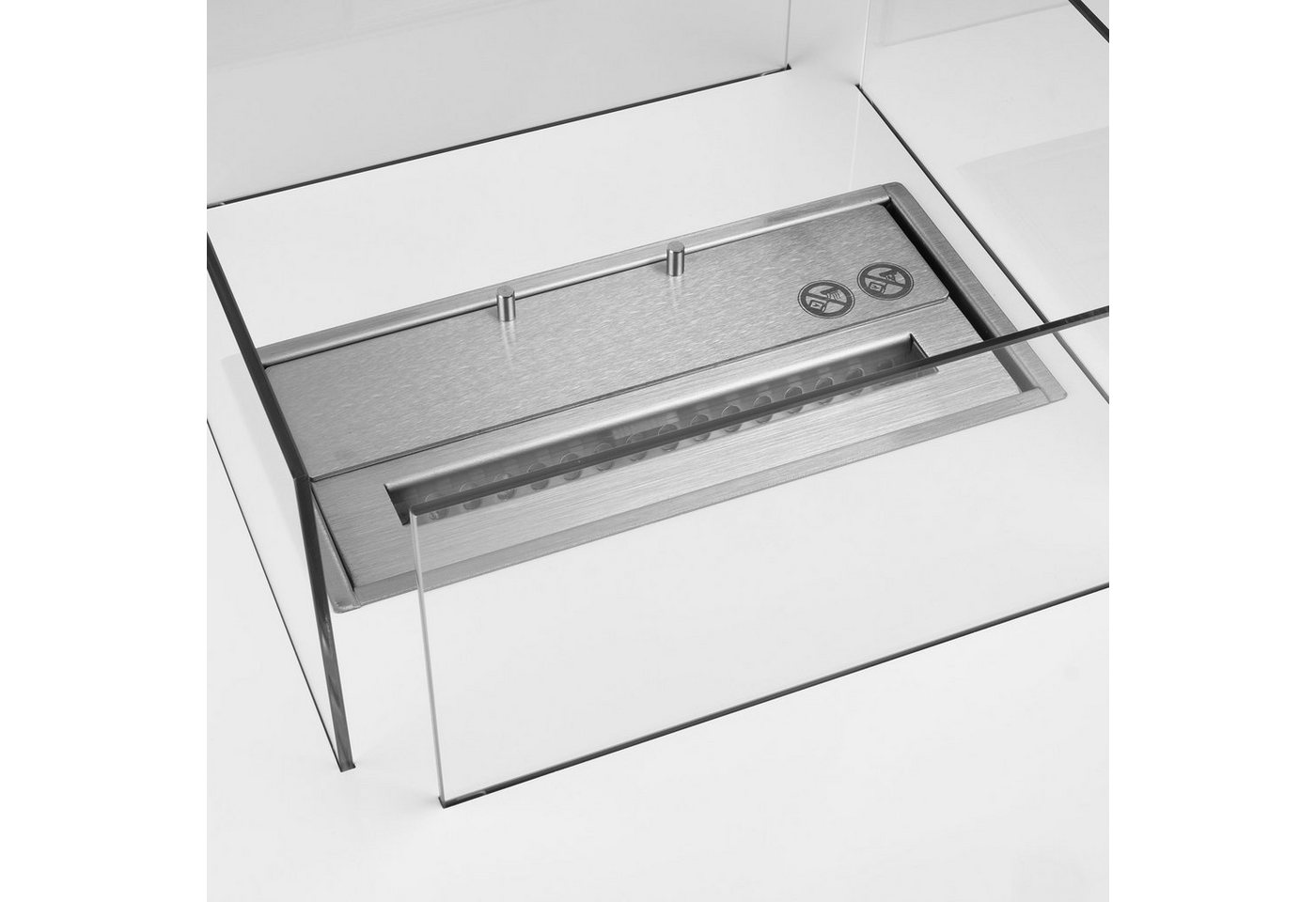 Moritz Dekokamin Standkamin 35 x 70 x 70 cm Cube 1,5 Liter Brenner, Ethanolbrenner Glasfeuer Terrassenfeuer Kamin