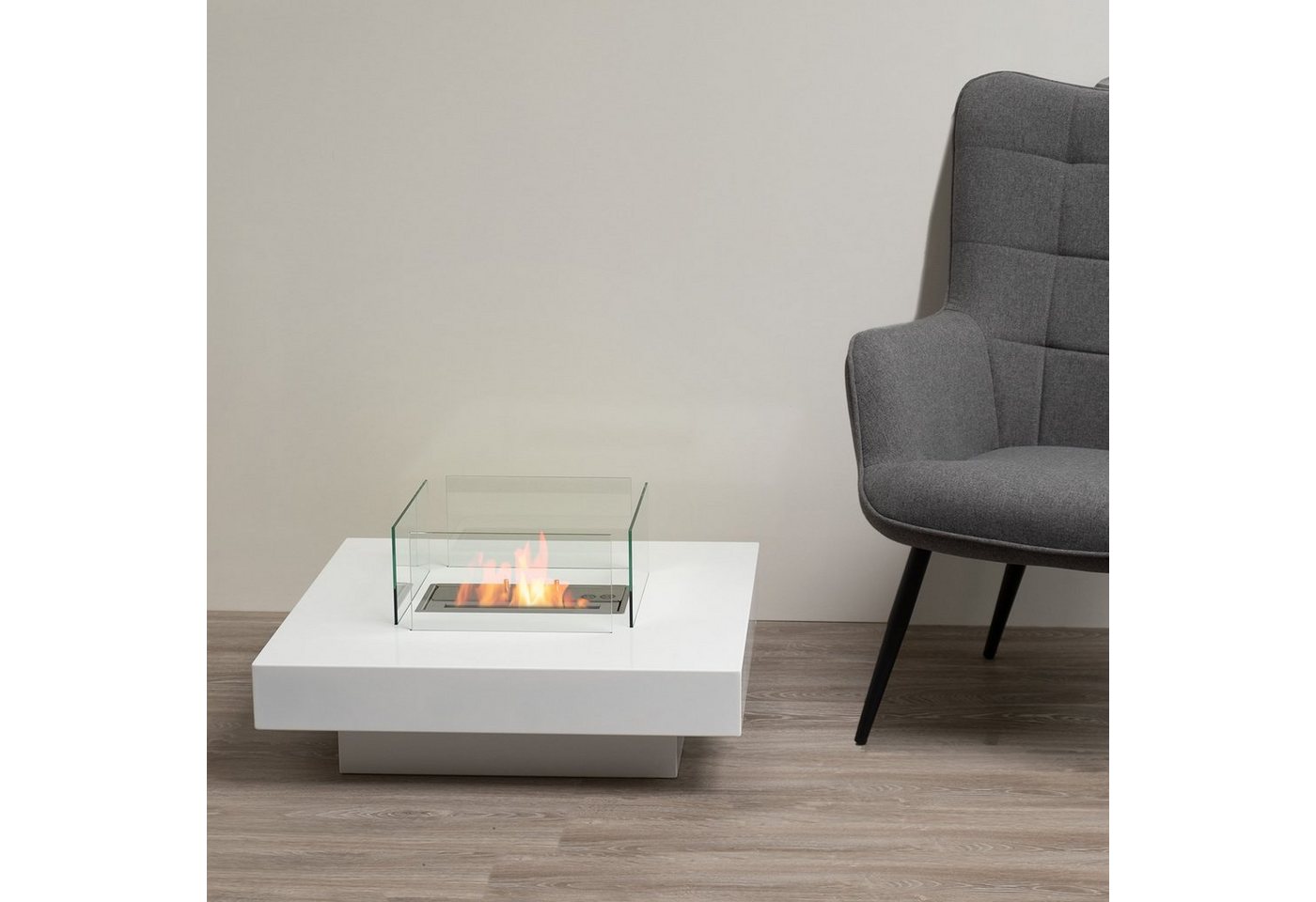 Moritz Dekokamin Standkamin 35 x 70 x 70 cm Cube 1,5 Liter Brenner, Ethanolbrenner Glasfeuer Terrassenfeuer Kamin Bild 2