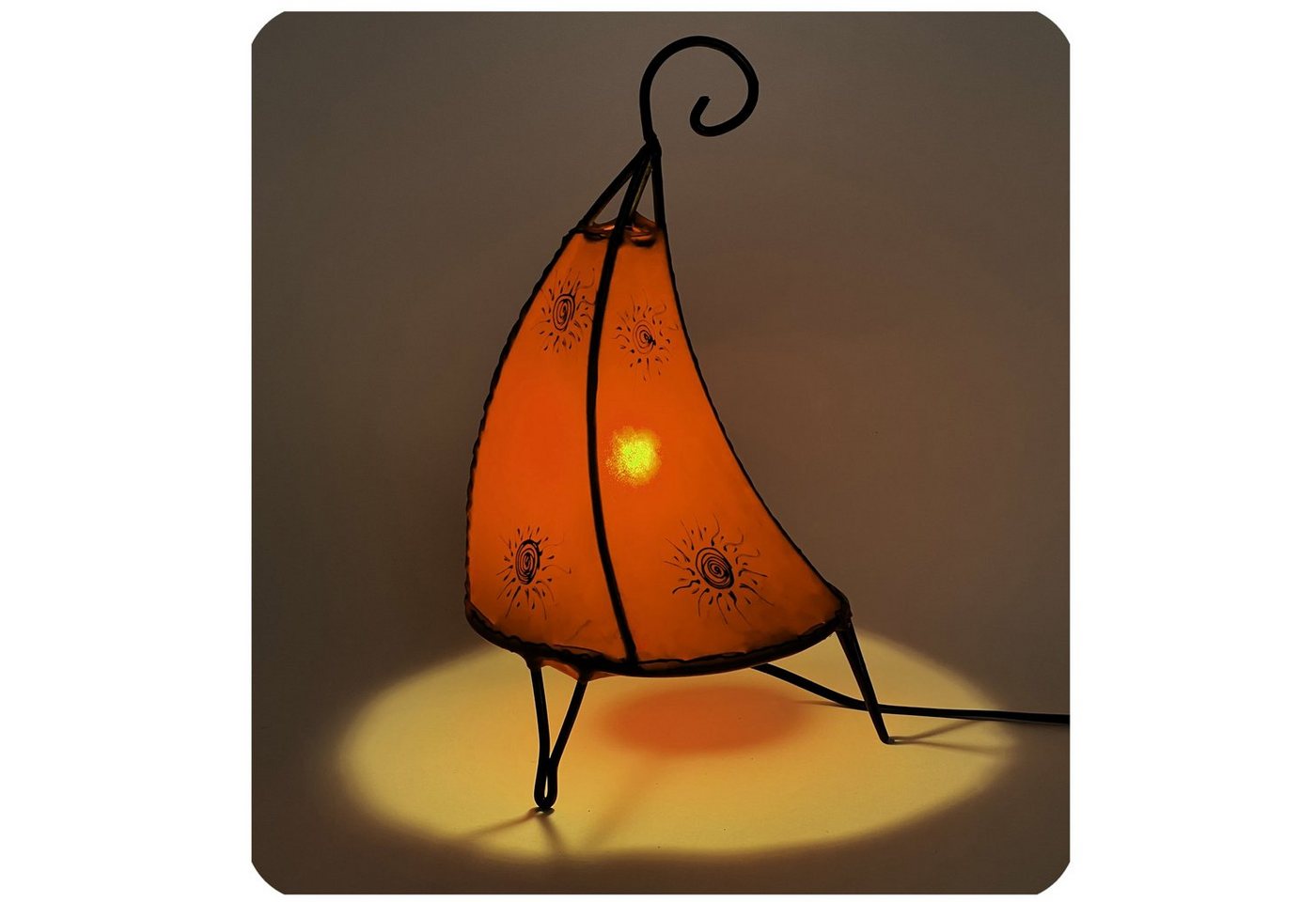 SIMANDRA Stehlampe Tissir Sonne 36 cm, Ambilight, ohne Leuchtmittel, Warmweiß, marokkanische Lederlampe