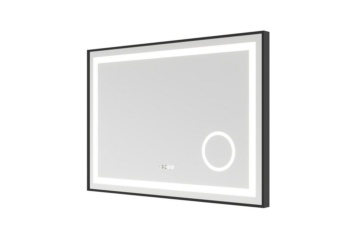 AQUABATOS Badspiegel Led Spiegel mit Beleuchtung Badspiegel Badzimmerspiegel Wandspiegel, Digital Uhr Kosmetikspiegel Beschlagfrei Kaltweiß Rechteckige Ecken Bild 5