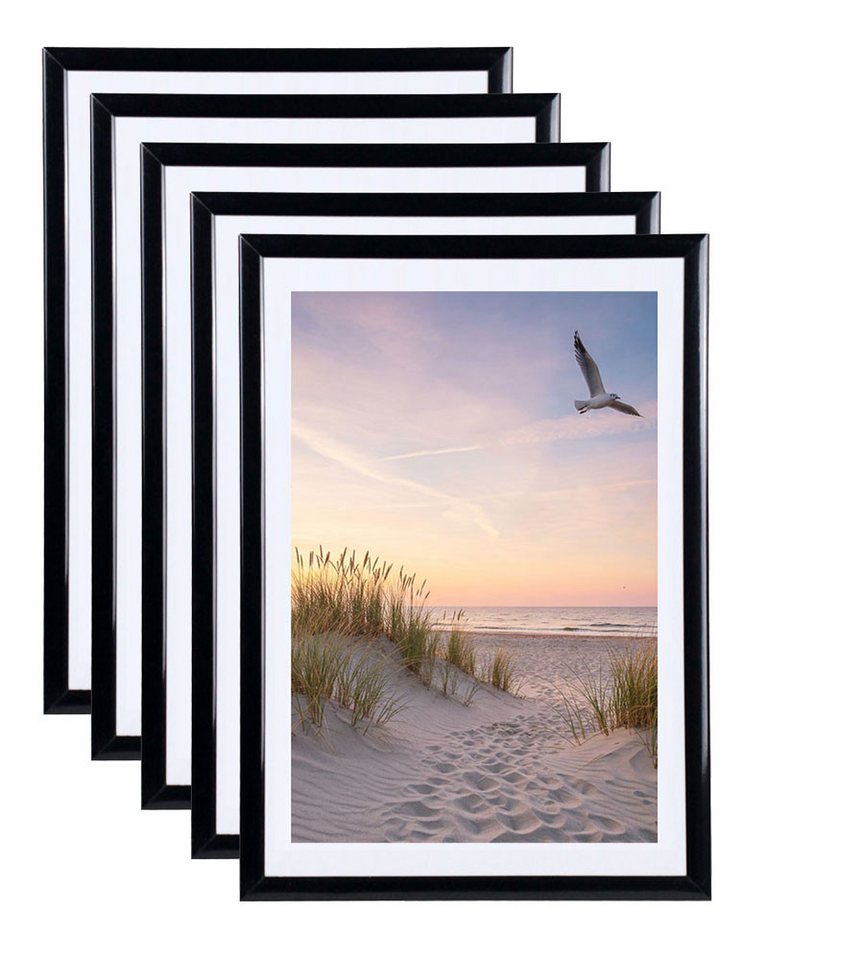 IDEAL TREND Bilderrahmen Set Bilderrahmen 21x29,7 DIN A4 Fotorahmen aus Kunststoff Bilder Foto, für 5 Bilder (5 St), Kunststoff Bilderrahmen mit Kunststoffglas Bild 4