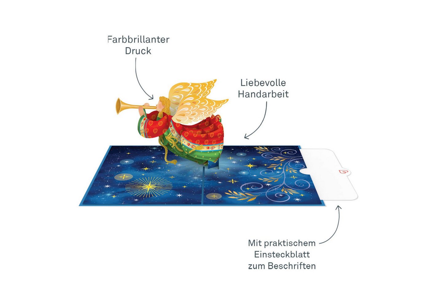 papercrush Weihnachtskarte Weihnachtsengel Pop-Up Karte Bild 3