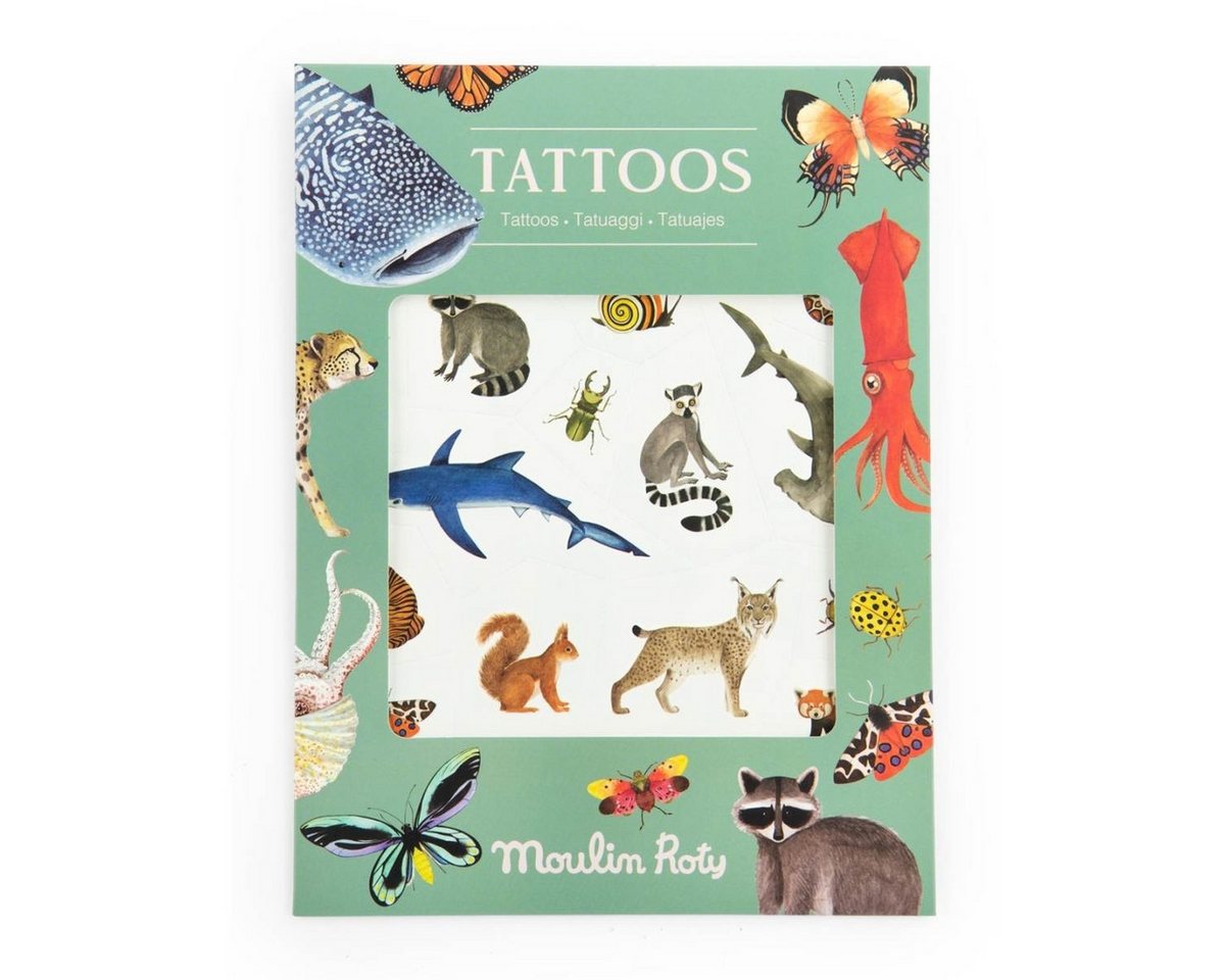 Moulin Roty Kreativset Tattoos Tiere Kreativset für kreative Kinder zum Gestalten ab 3 Jahren, Kreativset