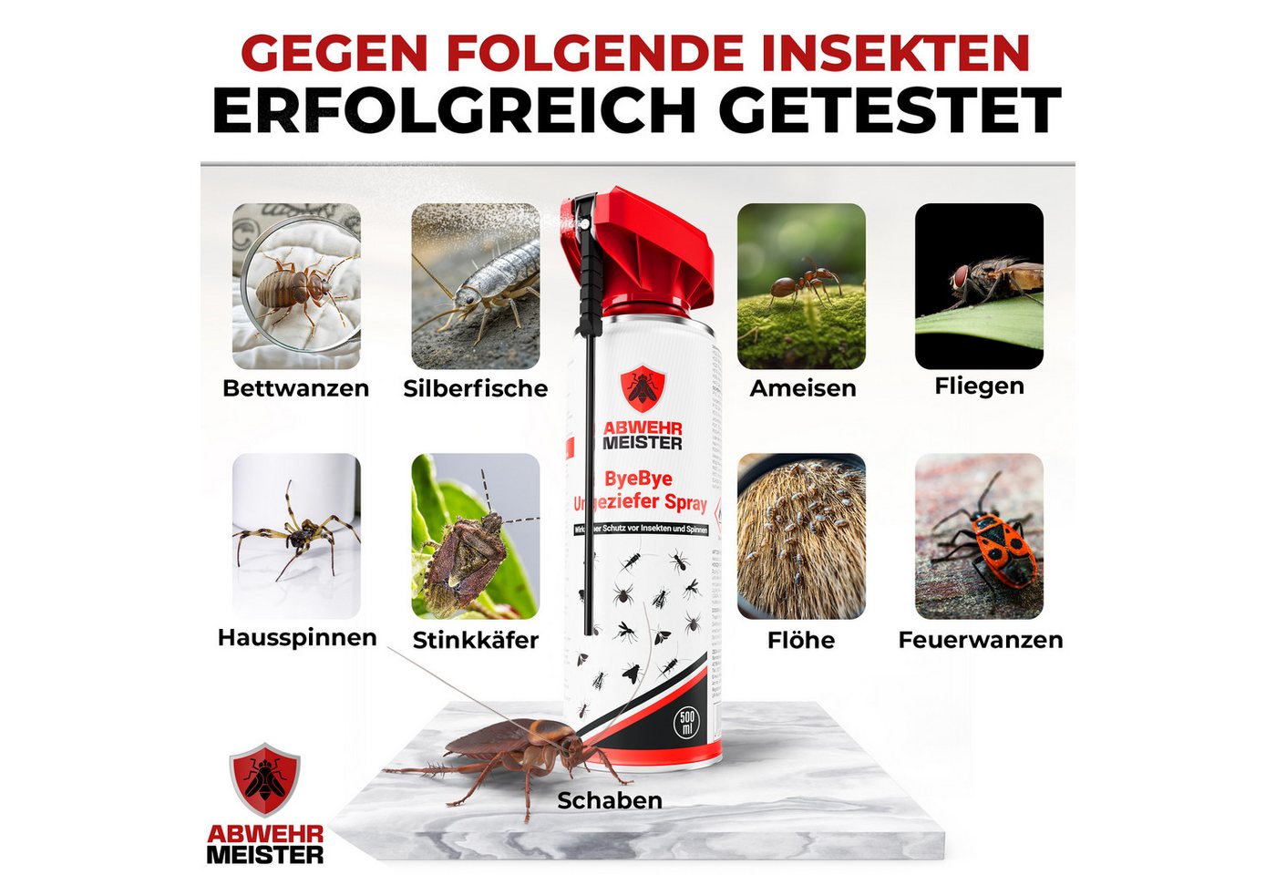ABWEHR MEISTER Insektenspray ORGINAL ByeBye Ungesziefer- Spray [500 ml], 1-St., Präzise Anwendung, dank integrierter Sprühlanze Bild 4