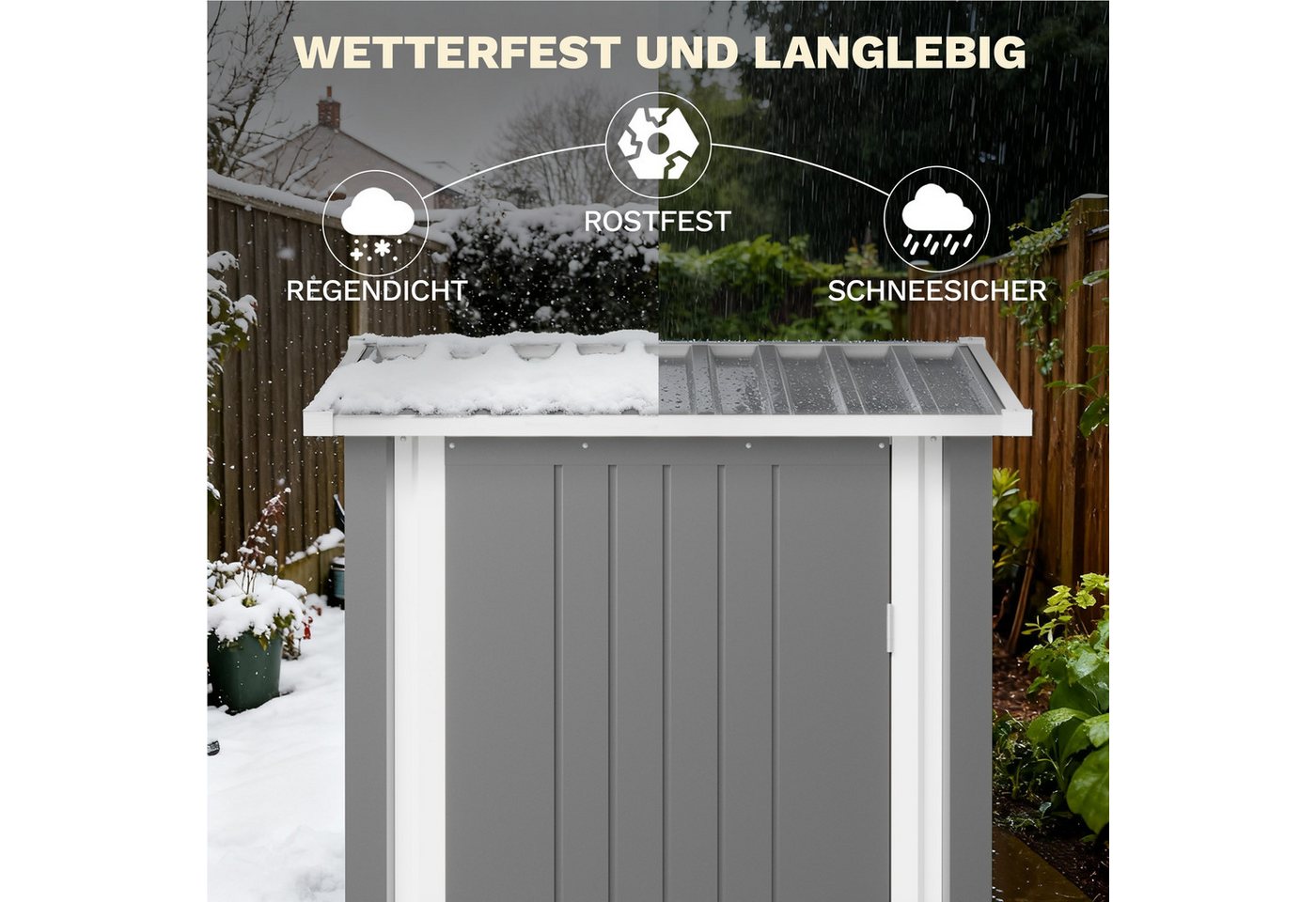 HOMALL Gerätehaus Metall Geräteschuppen 1.5 m³ mit Pultdach und Verriegelbarer Drehtür