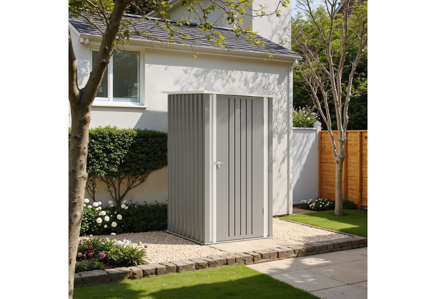 HOMALL Gerätehaus Metall Geräteschuppen 1.5 m³ mit Pultdach und Verriegelbarer Drehtür Bild 3
