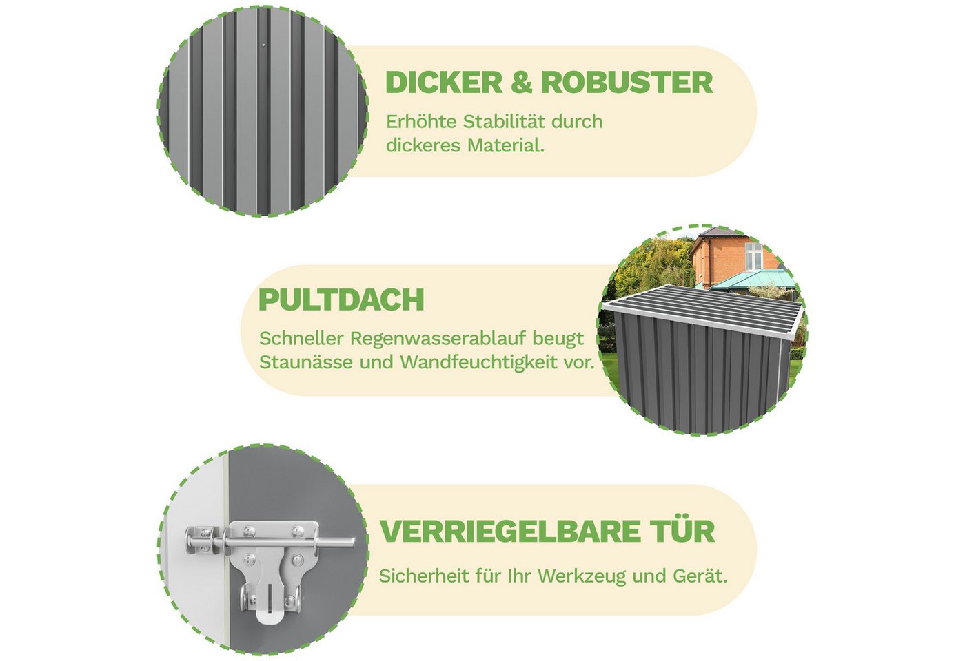 HOMALL Gerätehaus Metall Geräteschuppen 1.5 m³ mit Pultdach und Verriegelbarer Drehtür Bild 4