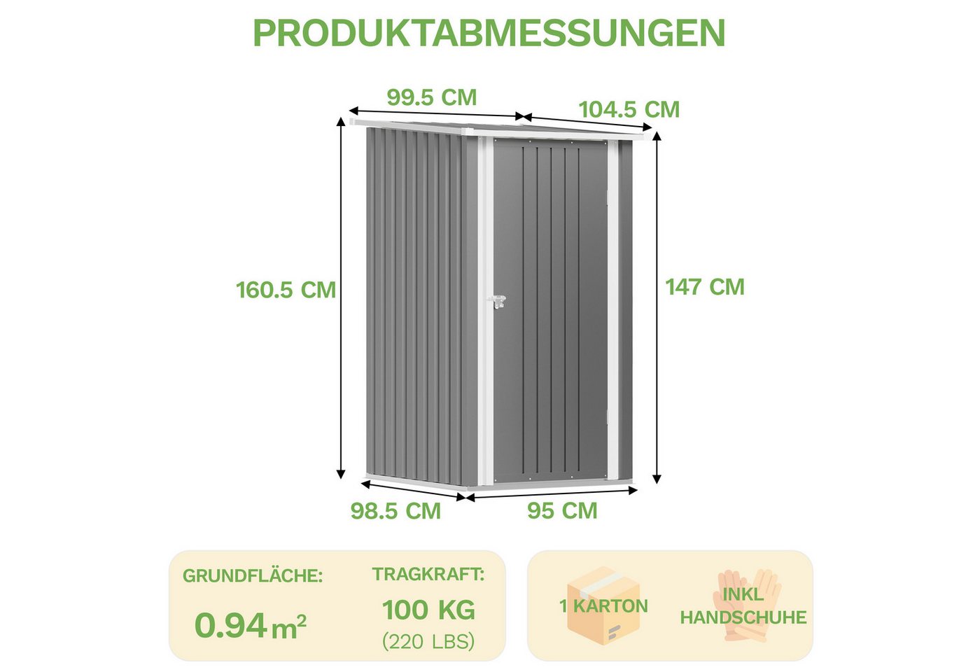 HOMALL Gerätehaus Metall Geräteschuppen 1.5 m³ mit Pultdach und Verriegelbarer Drehtür Bild 5