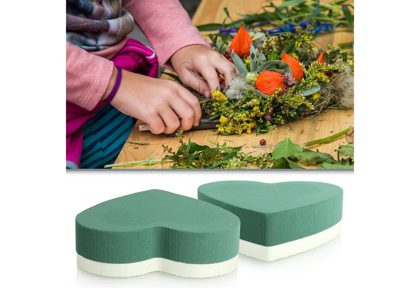com-four Bastelmoos Steckmasse für Blumengestecke in Herzform, (1-tlg), Steckschwamm zum Basteln für Hochzeit, Ostern und Geburtstag Bild 2