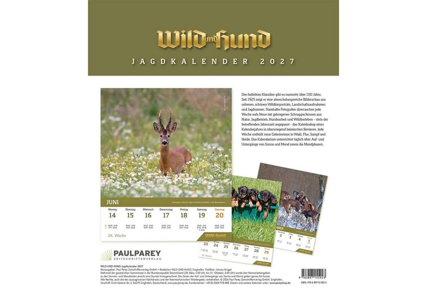 Wandkalender WILD UND HUND Edition: Jagdkalender Wandvariante 2027 Bild 3
