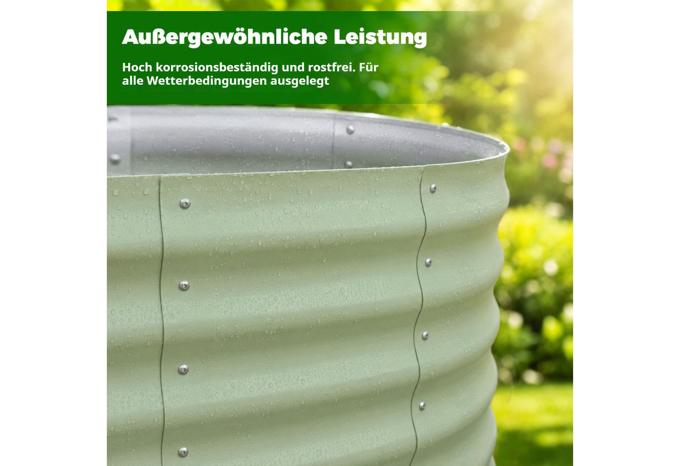 BlingBin Hochbeet 240x60x30 cm Hochbeet Metall - 18-in-1 Pflanzbeet Hochbeete für Garten (1er Set, 1 St., Material: Eisen), Wellblech oval Wetterfest & Rostfrei Gartenbeet für Terrasse & Balkon Bild 2