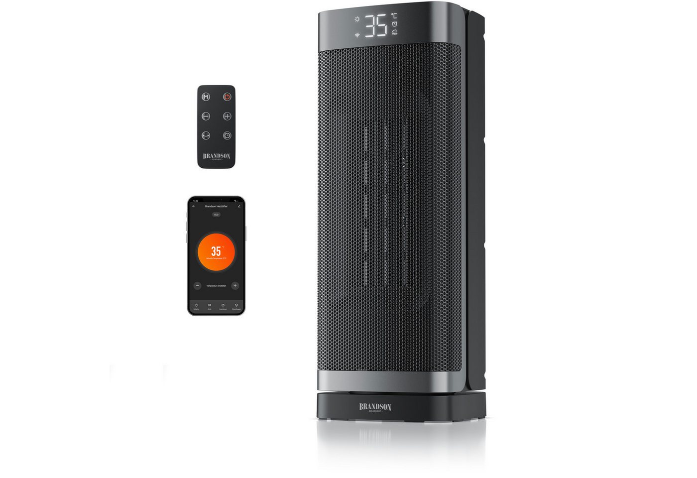 Brandson Heizlüfter Smarter WLAN-Keramikheizlüfter 2000 W, App & Fernbedienung, Timer, 1500 W, Preisträger 2025, ECO-Modus, Thermostat, 10-35°C, LED-Display Bild 5