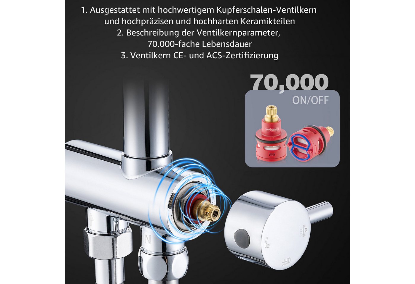 HOMELODY Duschsystem Abnehmbares Duschsystem mit Wasserfall Badzubehör Duschzubehör