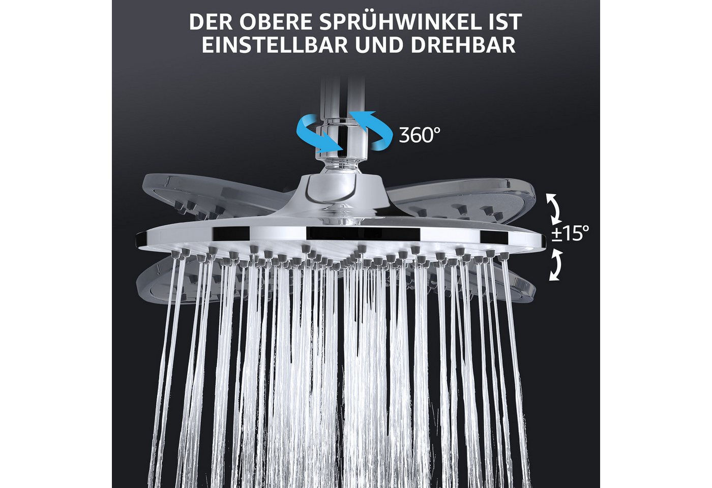HOMELODY Duschsystem Abnehmbares Duschsystem mit Wasserfall Badzubehör Duschzubehör Bild 3