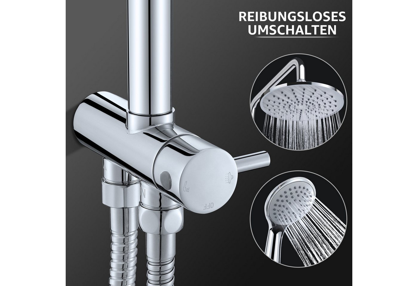 HOMELODY Duschsystem Abnehmbares Duschsystem mit Wasserfall Badzubehör Duschzubehör Bild 4