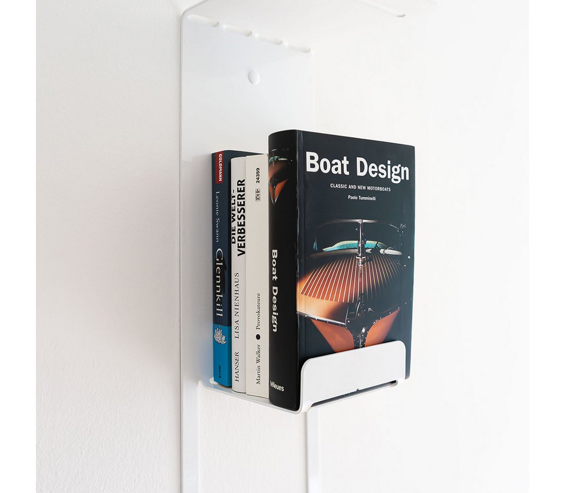 Radius Bücherregal Booksbaum Wandregal freischwebend aus pulverbeschichtetem Stahl
