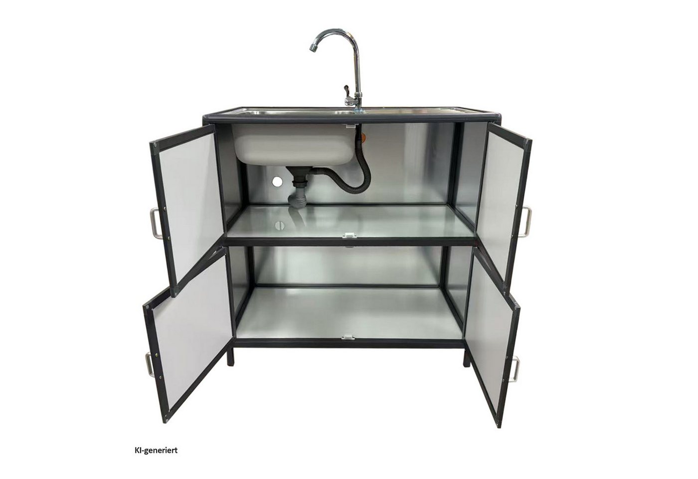 HTI-Living Küchenspüle Spüle mit Abtropfläche und Unterschrank, 83/43 cm, (1 Stück, 1 St., 1 Outdoorspüle), für Garten und Camping mit Edelstahl-Armatur