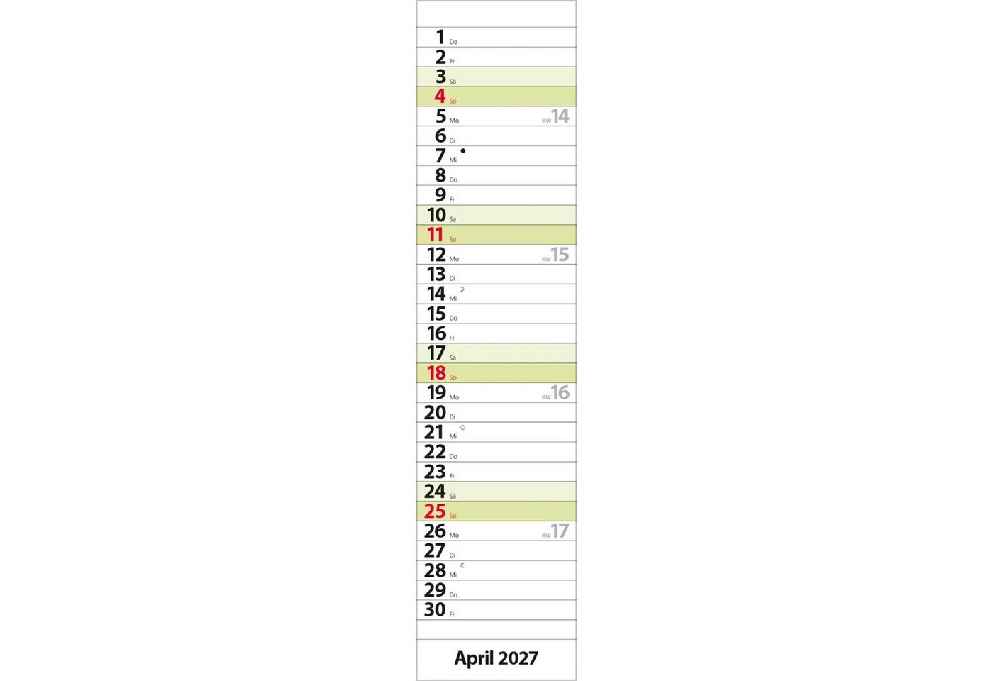 Korsch Verlag Wandkalender Streifenplaner Compact Grün 2027 Bild 2