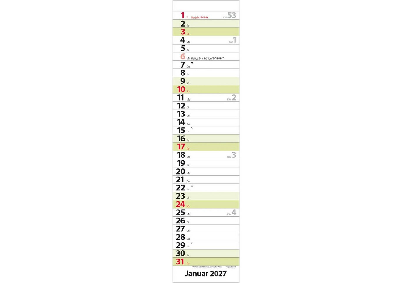 Korsch Verlag Wandkalender Streifenplaner Compact Grün 2027 Bild 4