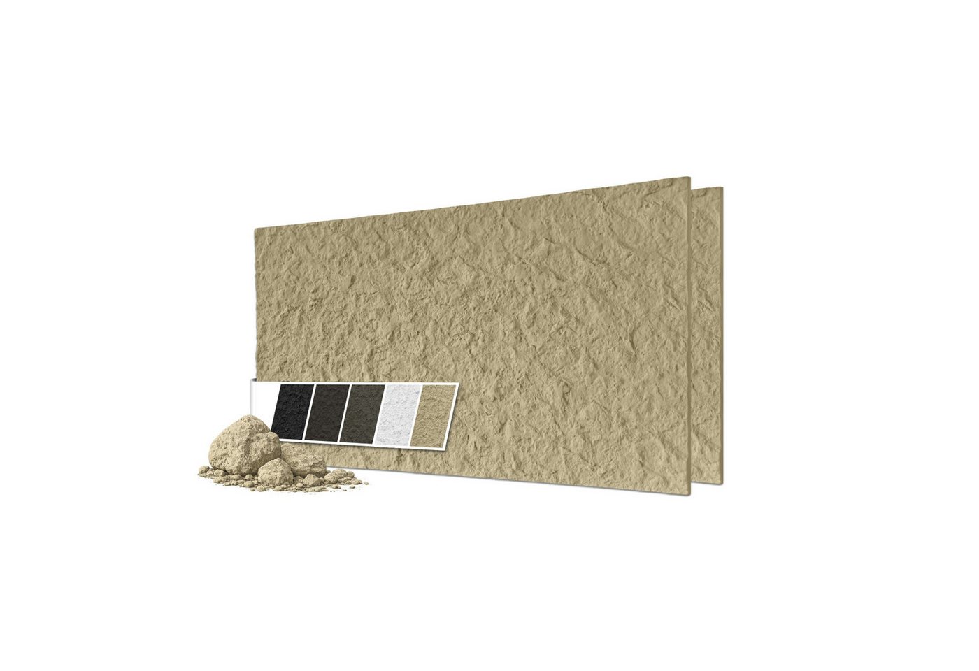 Hexim 3D Wandpaneel, BxL: 6x12 cm, (Steinoptik 2 Stück 120x60cm – Felswand PU Wandverkleidung, Täuschend echte Bruchstein 3D Paneele für Wohnzimmer – 2cm starke Stone Steinplatte (1,44m² Beige) Bild 4