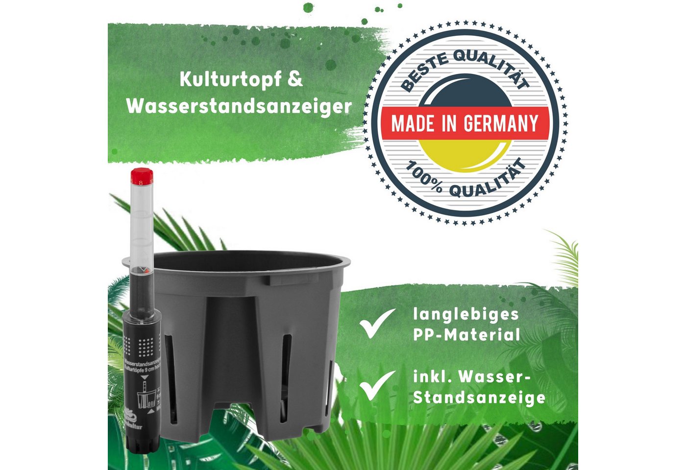 LENI Blumentopf Atlas Blumentopf Kunststoff matt 11/09 Hydro-Komplettset 4er-Pack Weiß (Hydrokultur-Set, Übertopf, Kulturtopf, Gießanzeige, Substrat vorgedüngt, Flüssigdünger), wasserdichtes Pflanzgefäß für Indoor & Outdoor Bild 4