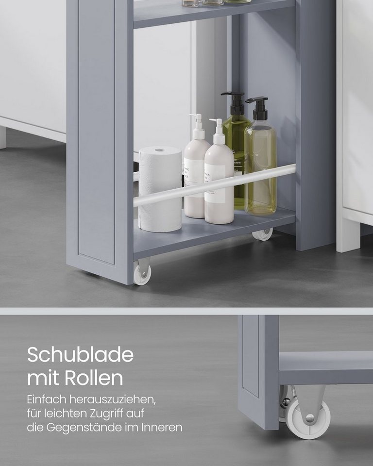 VASAGLE Badkommode Badezimmerschrank Badschrank mit Schubladen, klein, schmal, für Toilettenpapier, stehend, kleiner Schrank Bild 2