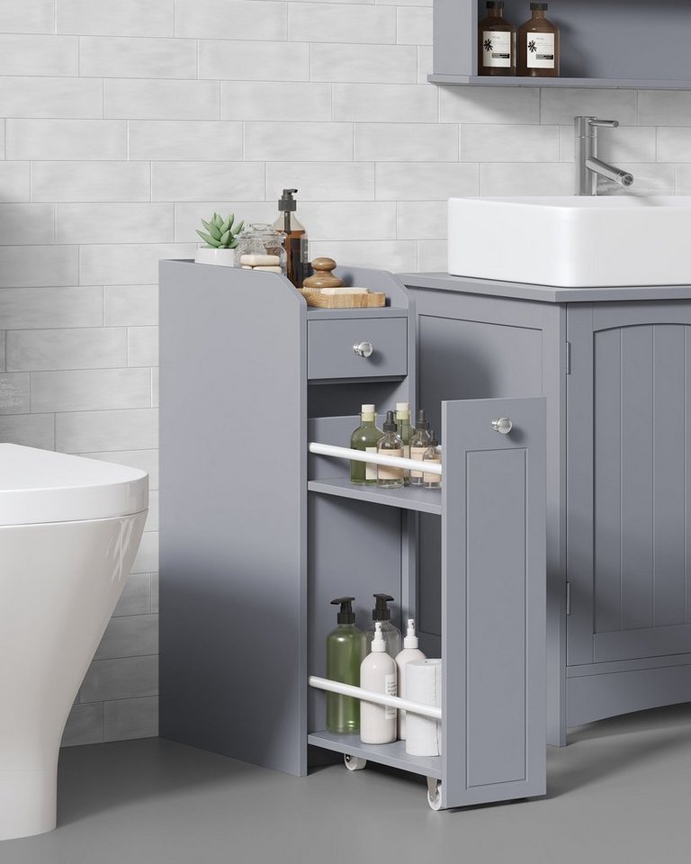 VASAGLE Badkommode Badezimmerschrank Badschrank mit Schubladen, klein, schmal, für Toilettenpapier, stehend, kleiner Schrank Bild 5