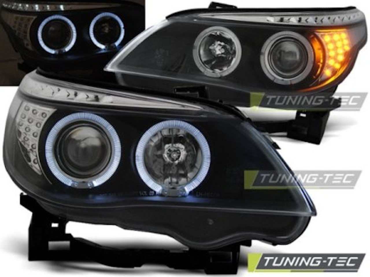 LLCTOOLS KFZ-Ersatzleuchte Angel Eyes Scheinwerfer BMW E60 E61 03–07 Schwarz LED Blinker Bild 2