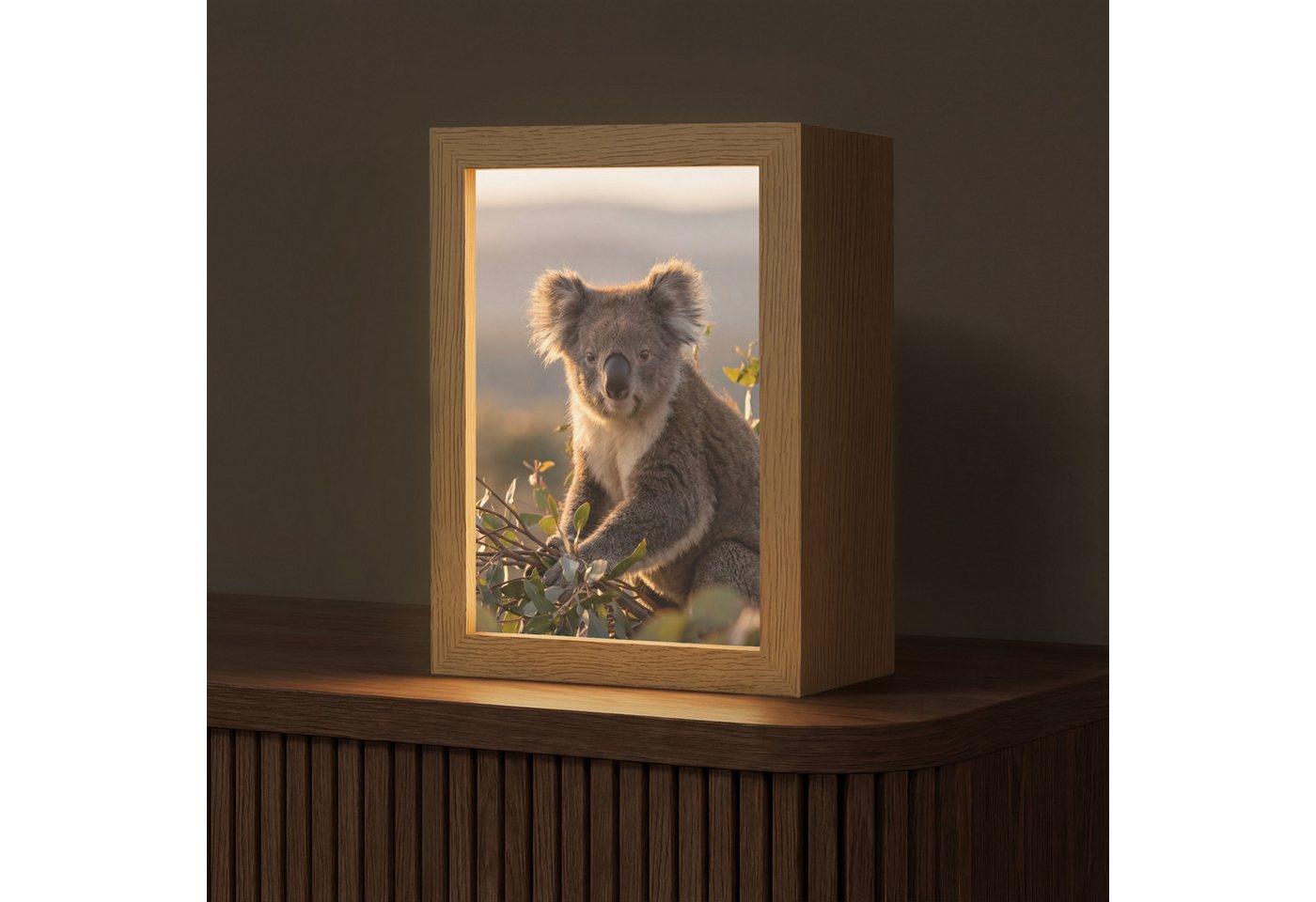 OnlyWow Tischleuchte Lightbox Koala - Blätter - Morgenlicht, Dimmbar, Farbwechsel, LED, Warmweiß, Kaltweiß, Neutralweiß Einstellbar, Tischlampe, Schreibtischlampe, Desk, Dimmbar, mit Kabel, LED Bild 4