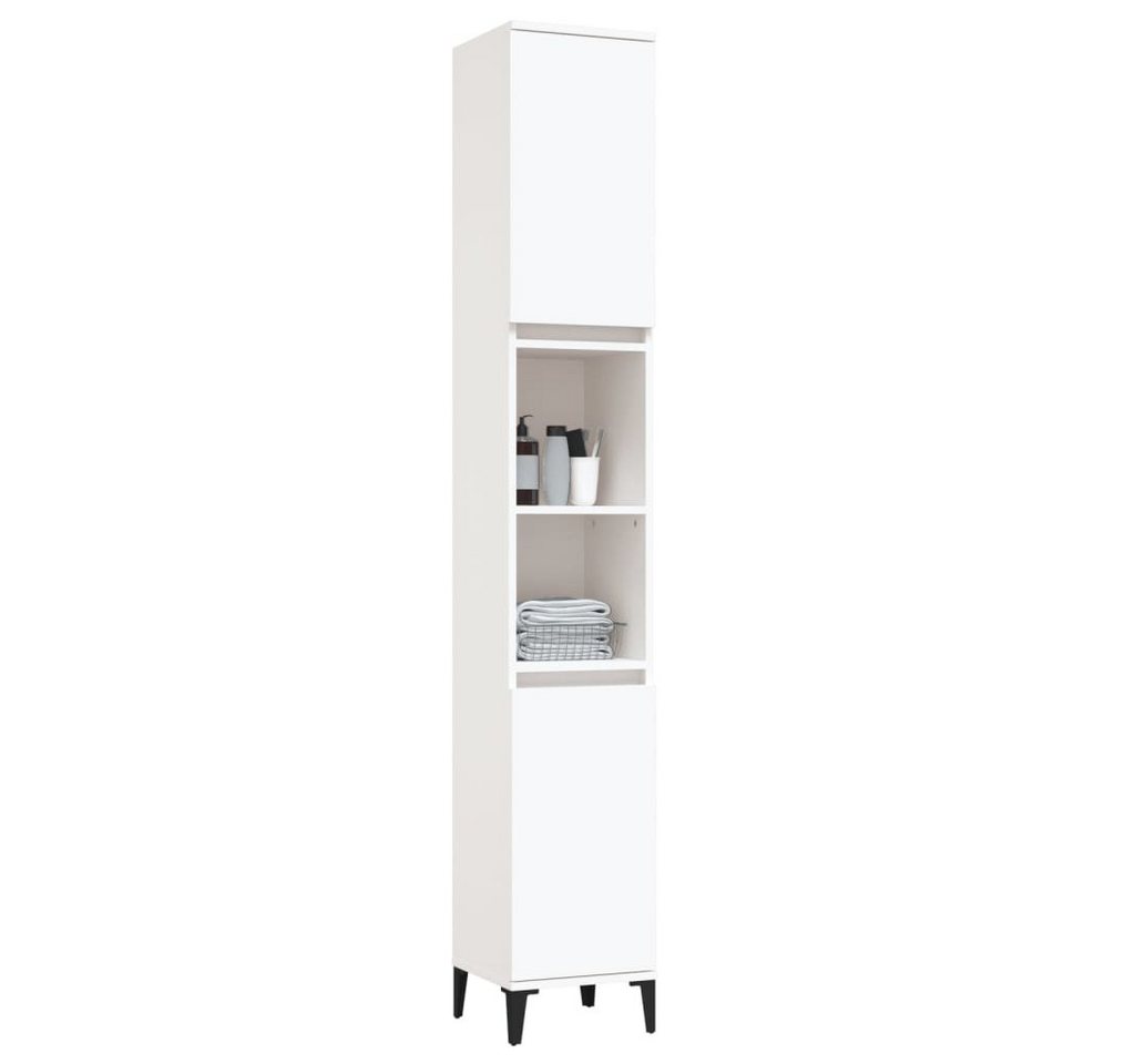 furnicato Badkommode Badezimmerschrank Weiß 30 x 30 x 190 cm aus Holzwerkstoff und Metall (1 St), Feuchtigkeitsbeständiges Badregal mit Ablagen und flexiblen Türen Bild 2