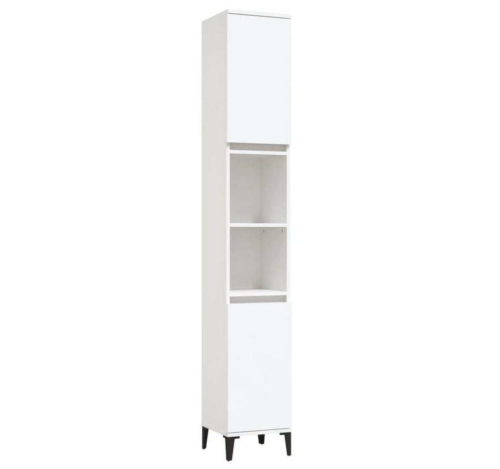 furnicato Badkommode Badezimmerschrank Weiß 30 x 30 x 190 cm aus Holzwerkstoff und Metall (1 St), Feuchtigkeitsbeständiges Badregal mit Ablagen und flexiblen Türen Bild 4