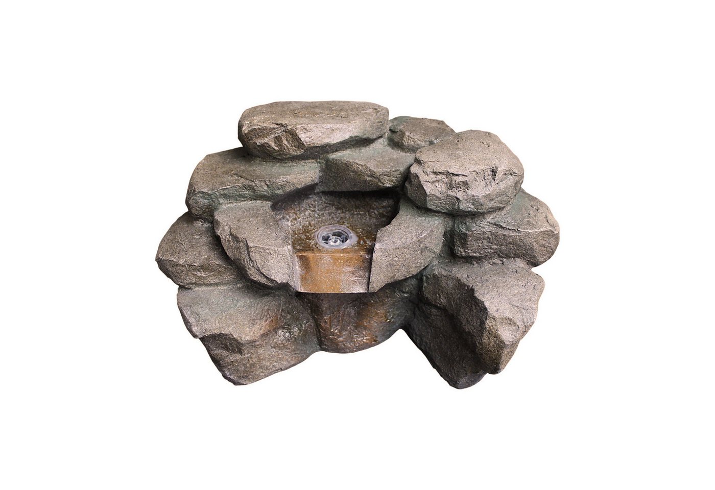 Arnusa Wasserfall Teichdekoration Wasserspiel für Teich Steinoptik mit LED Brunnen, 48 cm Breite, Springbrunnen Kaskade einfach am Teichrand integrieren Bild 2