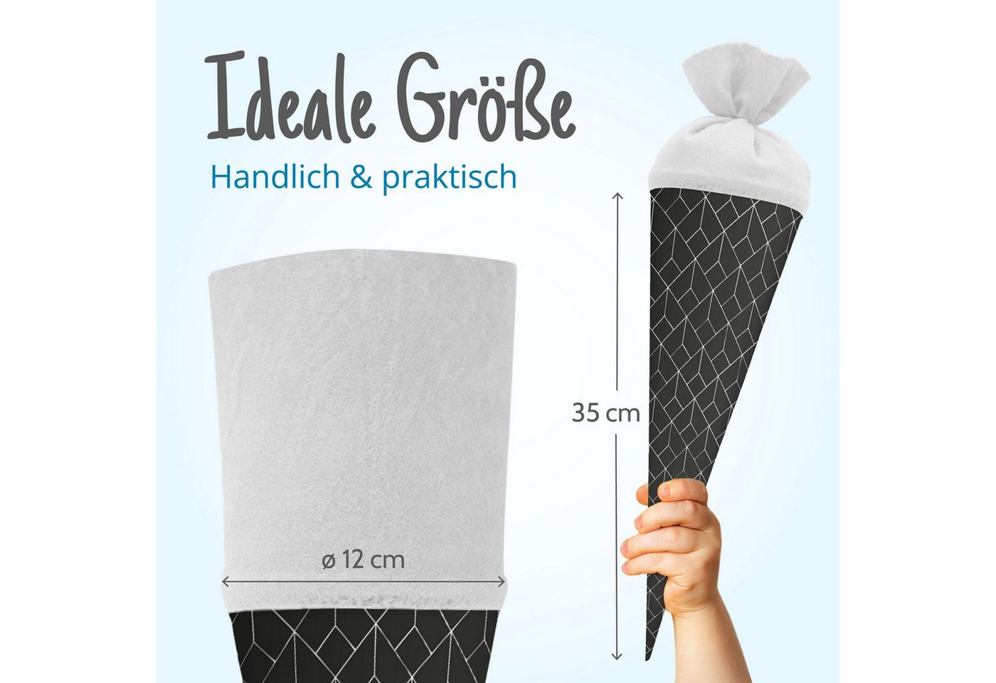 itenga Schultüte itenga Geschwister Schultüte 35cm "Muster abstrakt" schwarz weiß