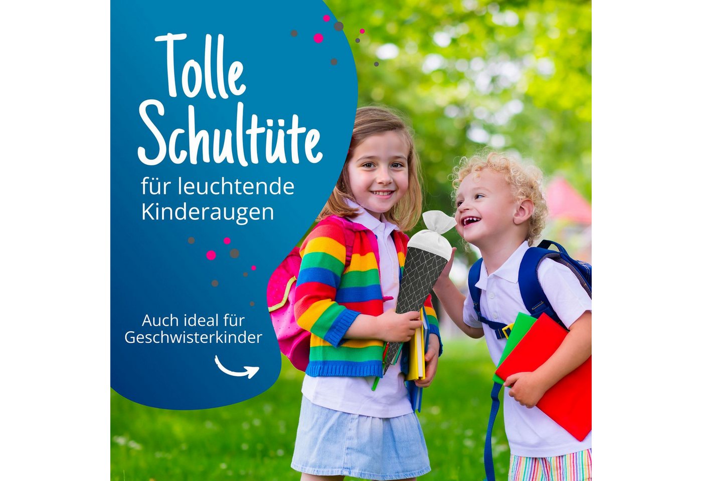itenga Schultüte itenga Geschwister Schultüte 35cm "Muster abstrakt" schwarz weiß Bild 4