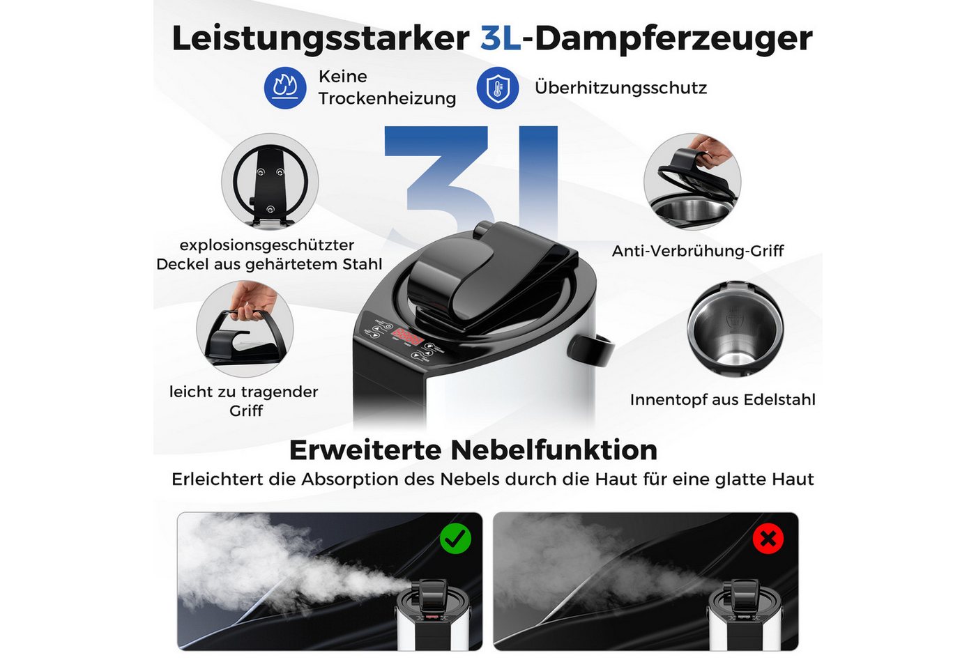 COSTWAY Sauna Dampfsauna Heimsauna, mit Dampfgenerator, Fernbedienung, Fußmassagegerät & Klappstuhl Bild 3