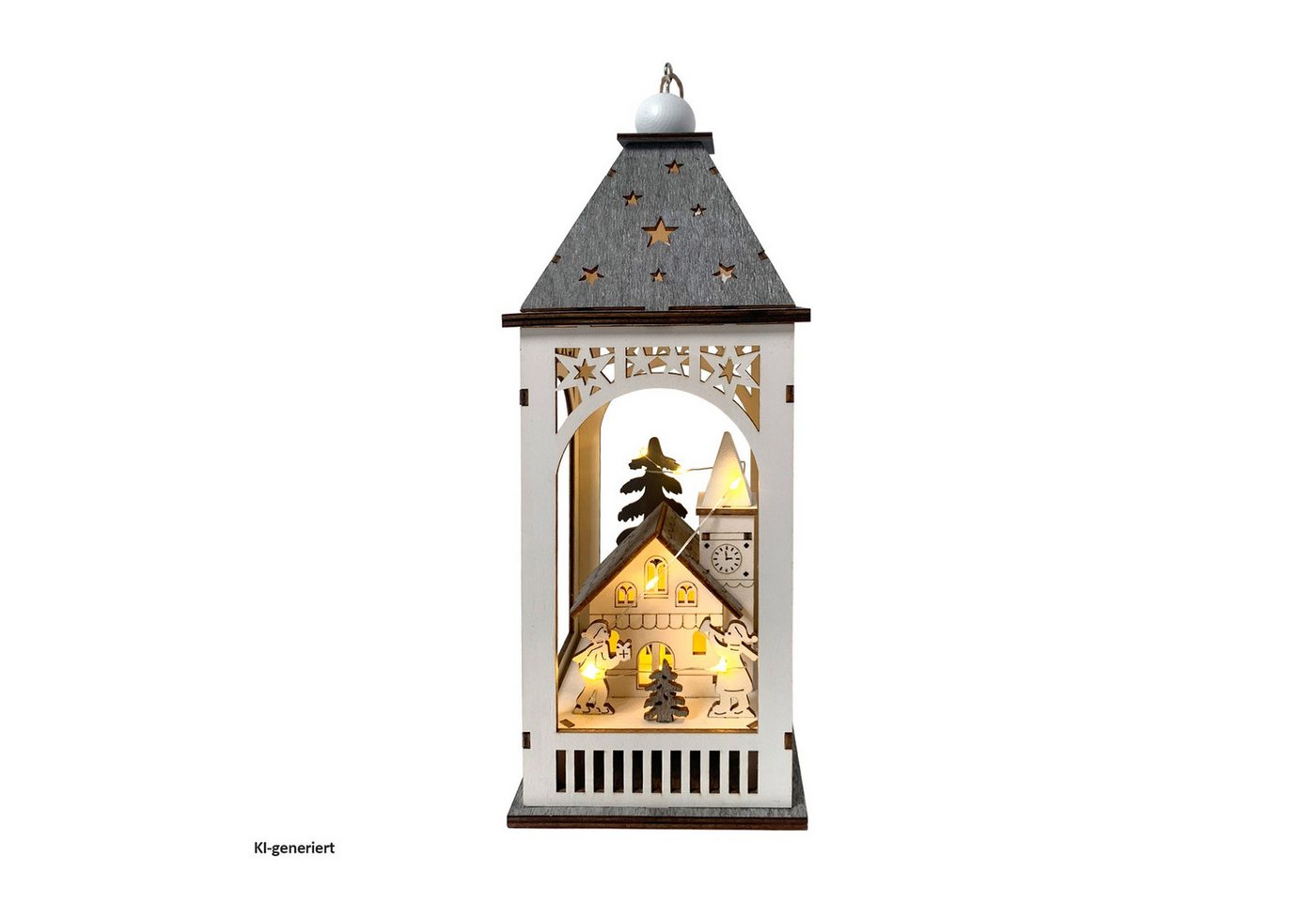 HTI-Living LED Laterne LED Weihnachtslaterne mit Kirche, Ein-/Ausschalter, LED, Warmweiß, Leuchtdeko batteriebetrieben Bild 3