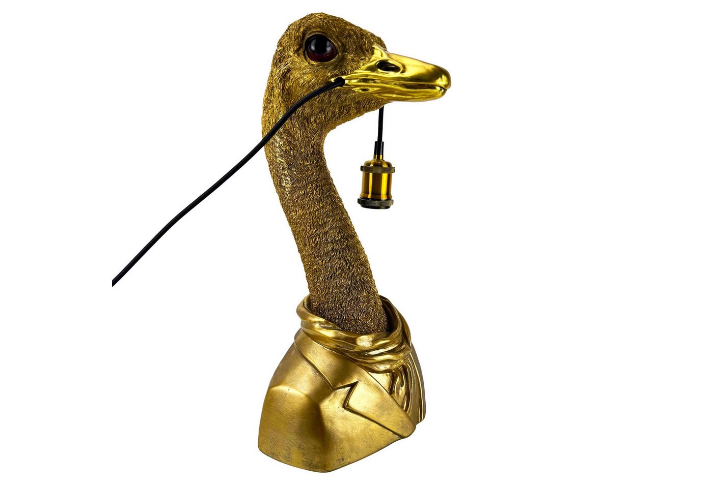 Online-Fuchs Tischleuchte - imposante goldene Dekolampe Strauß für Wohnzimmer - Deko afrikanisch, E27 Glühbirne wechselbar, indirekte Beleuchtung, auch als Nachttisch geeignet - 48 cm groß Bild 3