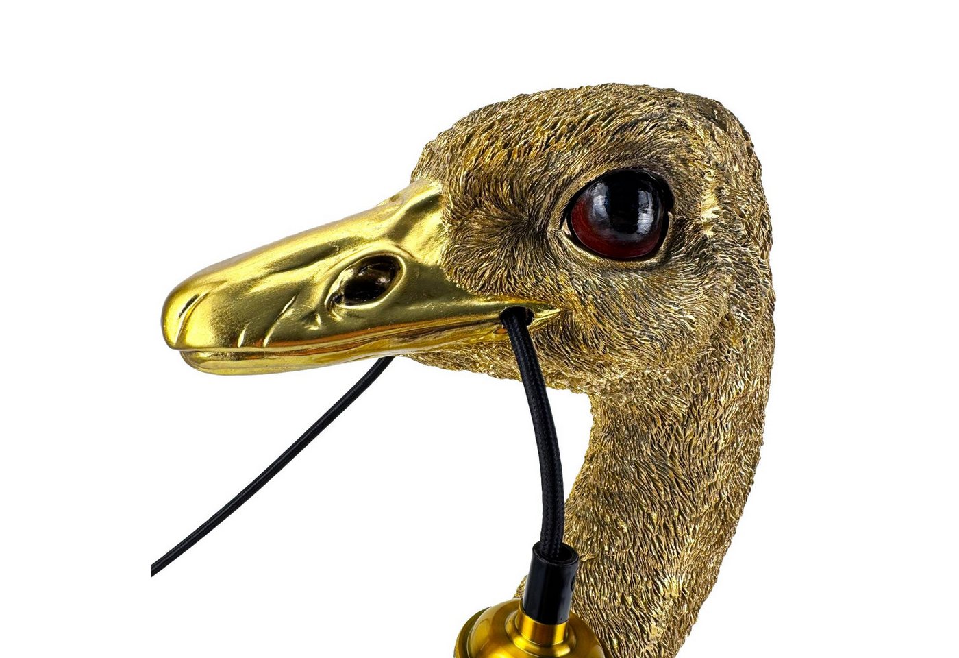 Online-Fuchs Tischleuchte - imposante goldene Dekolampe Strauß für Wohnzimmer - Deko afrikanisch, E27 Glühbirne wechselbar, indirekte Beleuchtung, auch als Nachttisch geeignet - 48 cm groß Bild 5