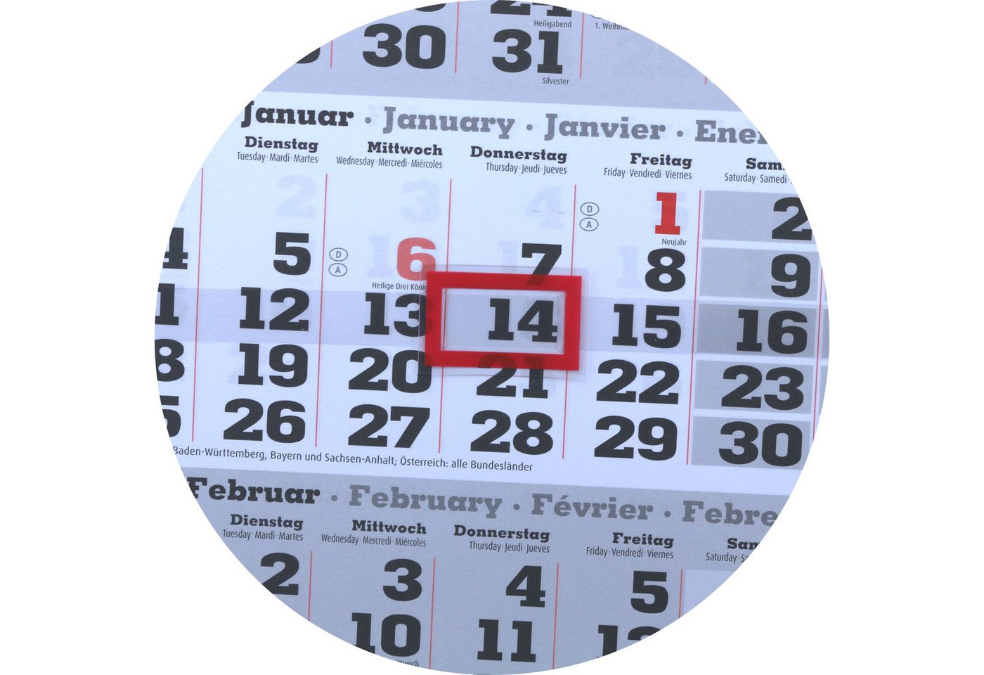 LYSCO Wandkalender Dreimonatskalender 2027 - 3 Monatskalender Wandkalender, werbefrei, 3 Monats Wandkalender inkl. Feiertage und Ferien Lieferung plano