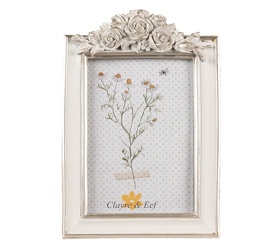 Clayre & Eef Bilderrahmen Bilderrahmen 10x15 cm Weiß mit Blumenmotiv Polyresin Deko Bild 2