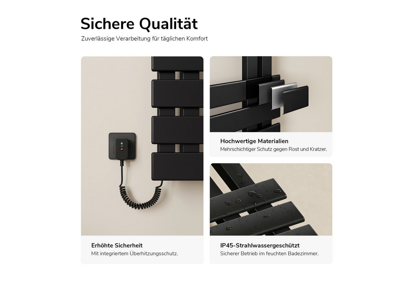 EMKE Elektrischer Badheizkörper Handtuchtrockner mit Smart Thermostat WLAN-/App-Steuerung Timer, Ausführung Link/recht Designheizkörper Flach Badheizkörper 135×50 cm Bild 5