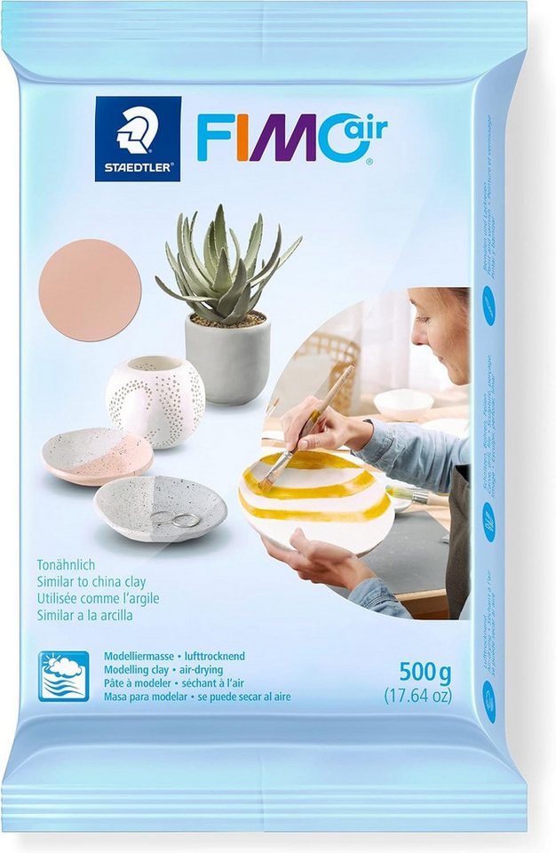 STAEDTLER Modelliermasse lufttrocknende Modelliermasse FIMO air 500g Blassrosa 1 Stück (Mehrfachpackung, 1-tlg., 1x 500g), Kein Brennvorgang erforderlich – härtet an der Luft aus