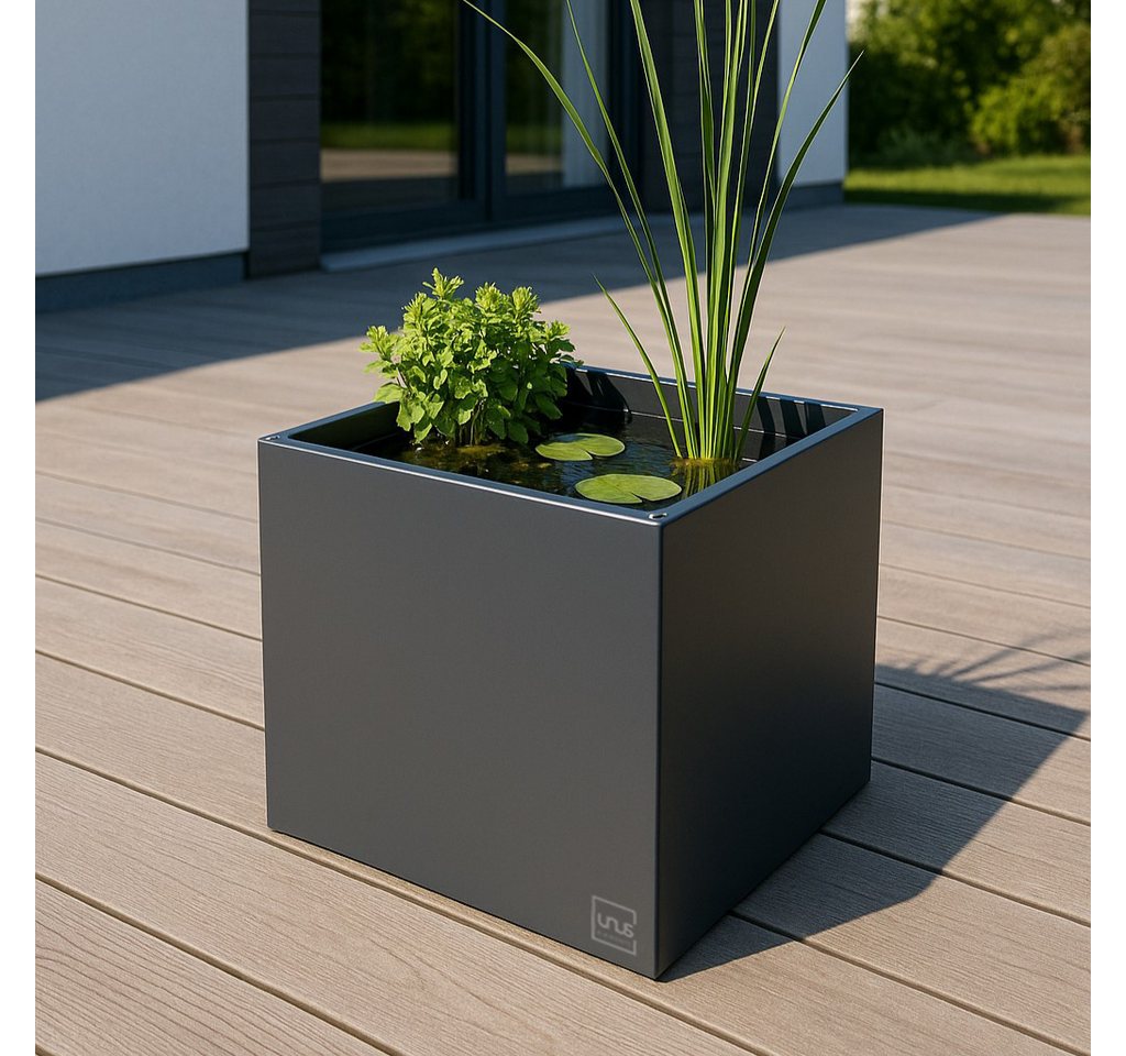 UNUS ELEMENTS Hochbeet Blumenkübel verschiedene Größen inklusive Teichfolieneinsatz (anthrazit), Miniteich, Pflanzkasten Metall, Kräuterbeet Metall, Pflanzkübel Bild 3