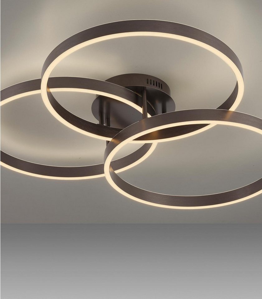 Paul Neuhaus LED Deckenleuchte VELUNA, Braun, Metall, Dimmfunktion, LED fest integriert, Tageslichtweiß, mit Fernbedienung, Memoryfunktion, B 71,1 x H 15,1 x T 75 cm Bild 2